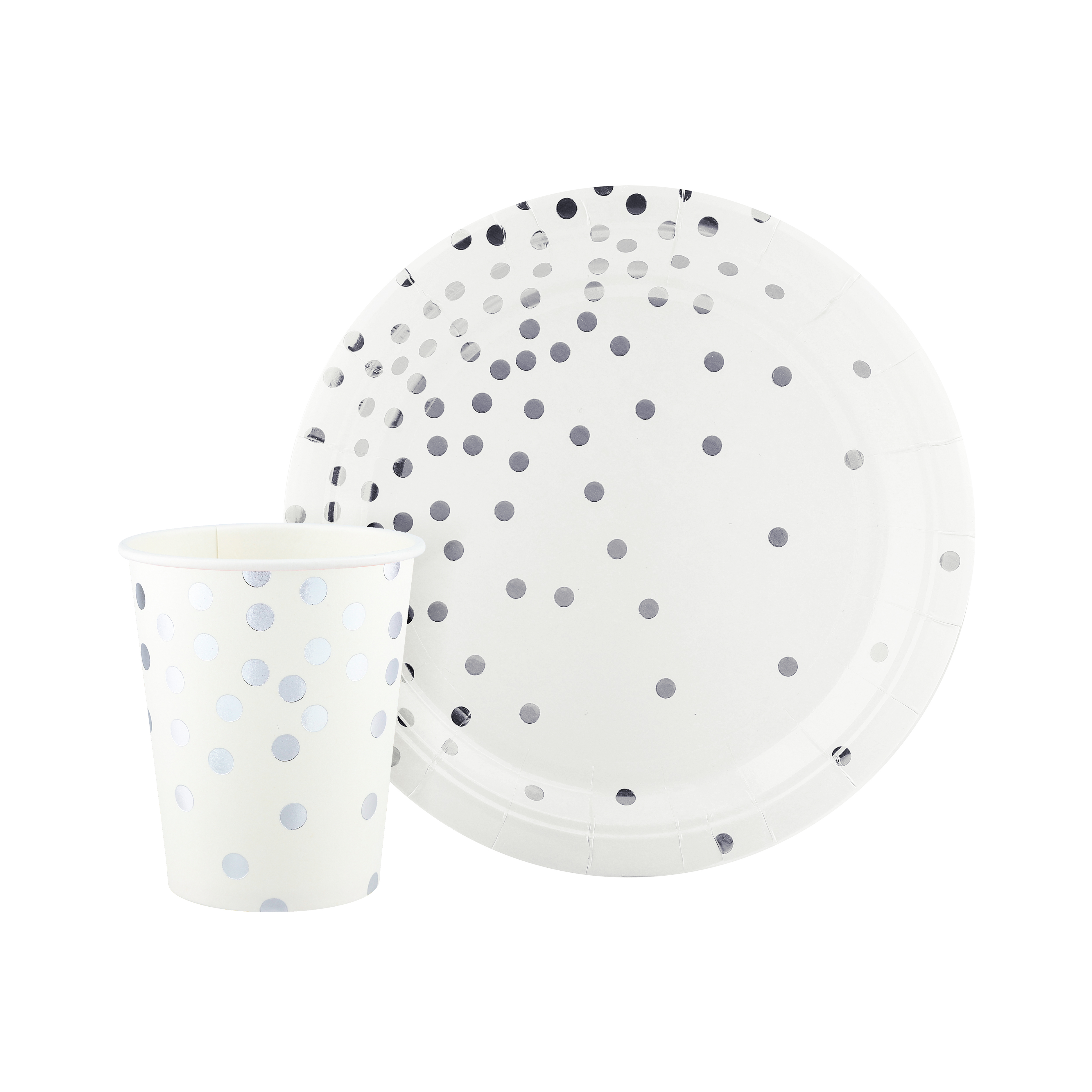 Стаканы (250 мл) Конфетти, Белый/Серебро, Металлик, 6 шт.