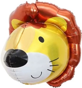 Шар (28''/71 см) Фигура, 3D Голова, Лев, 1 шт. в уп.