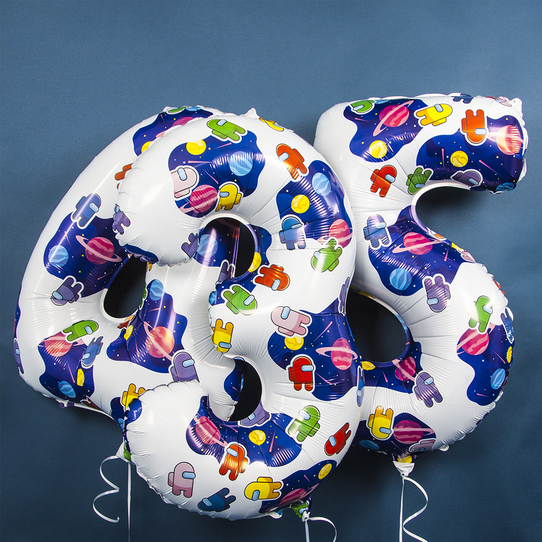 Шар (32''/81 см) Цифра, 3 Космонавтики, 1 шт. в уп.