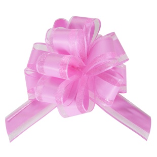 Текстильный бант Шар, Широкая полоса, Розовый, 15 см, 1 шт. в упак. 