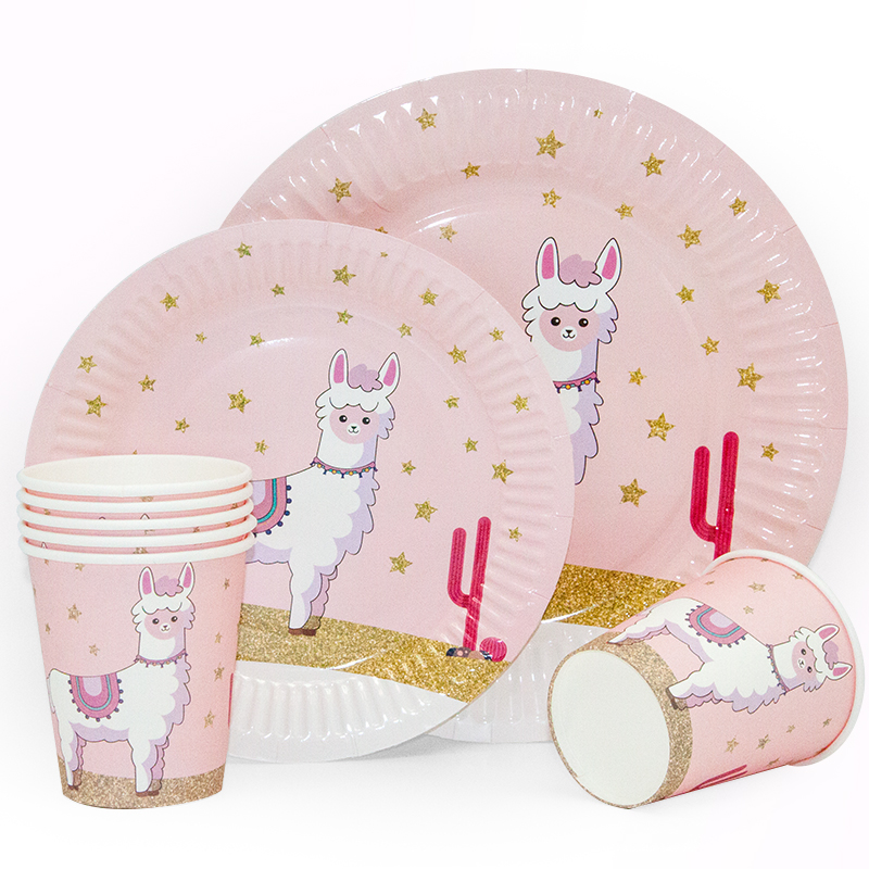 Гирлянда Лама Альпака, Happy Birthday, Розовый, 250 см, 1 упак.