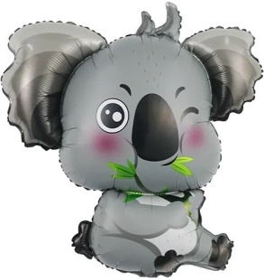 Шар с клапаном (14''/36 см) Мини-фигура, Коала, 5 шт. в уп. (цв.этик.)