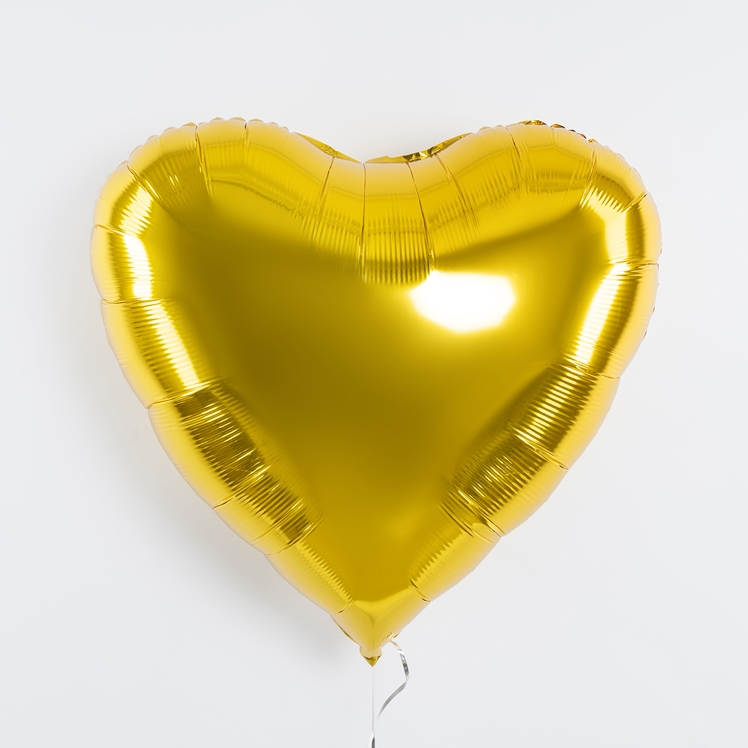 Шар (32''/81 см) Сердце, Золото, Металлик, 1 шт.