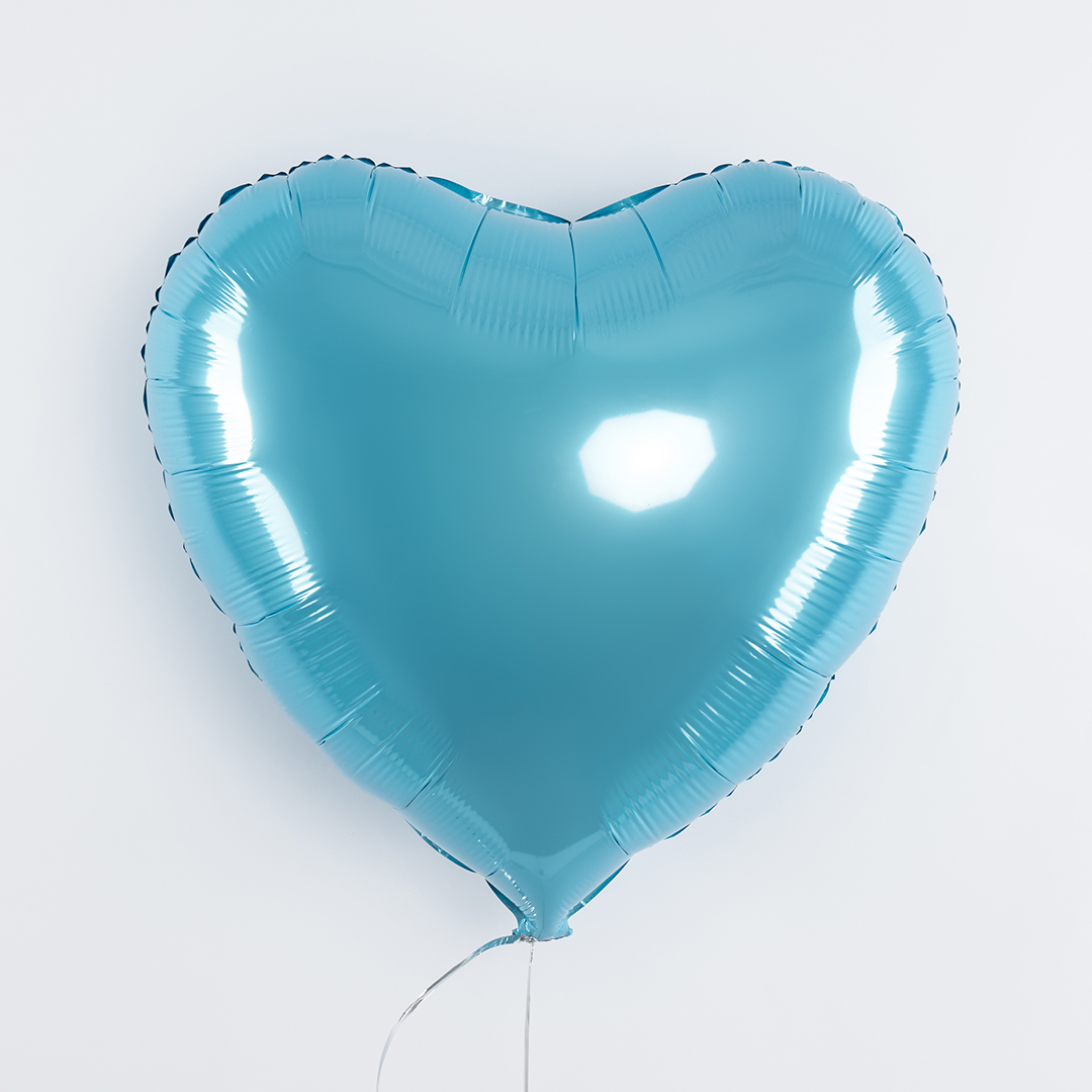 Шар (24''/61 см) Сердце, Голубой, Металлик, 1 шт.