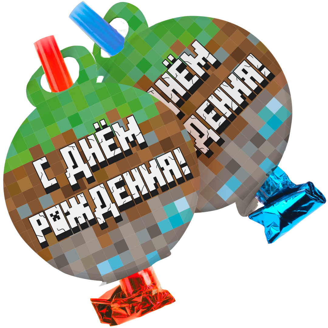 Карнавальные язычки гудки, Пиксели, 11 см, 6 шт. в упак. 