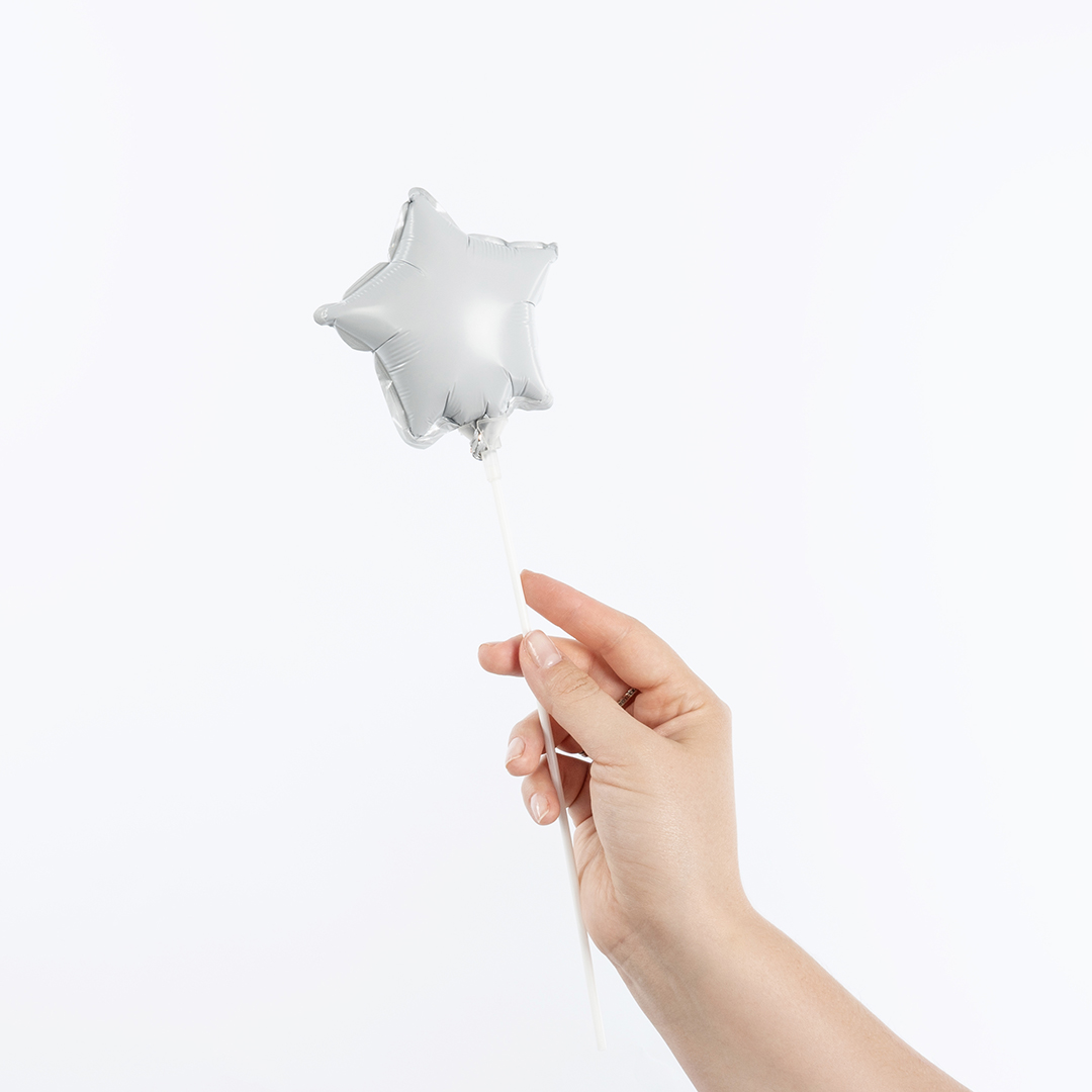 Шар с клапаном (5''/13 см) Микро-звезда, Белый, 1 шт.