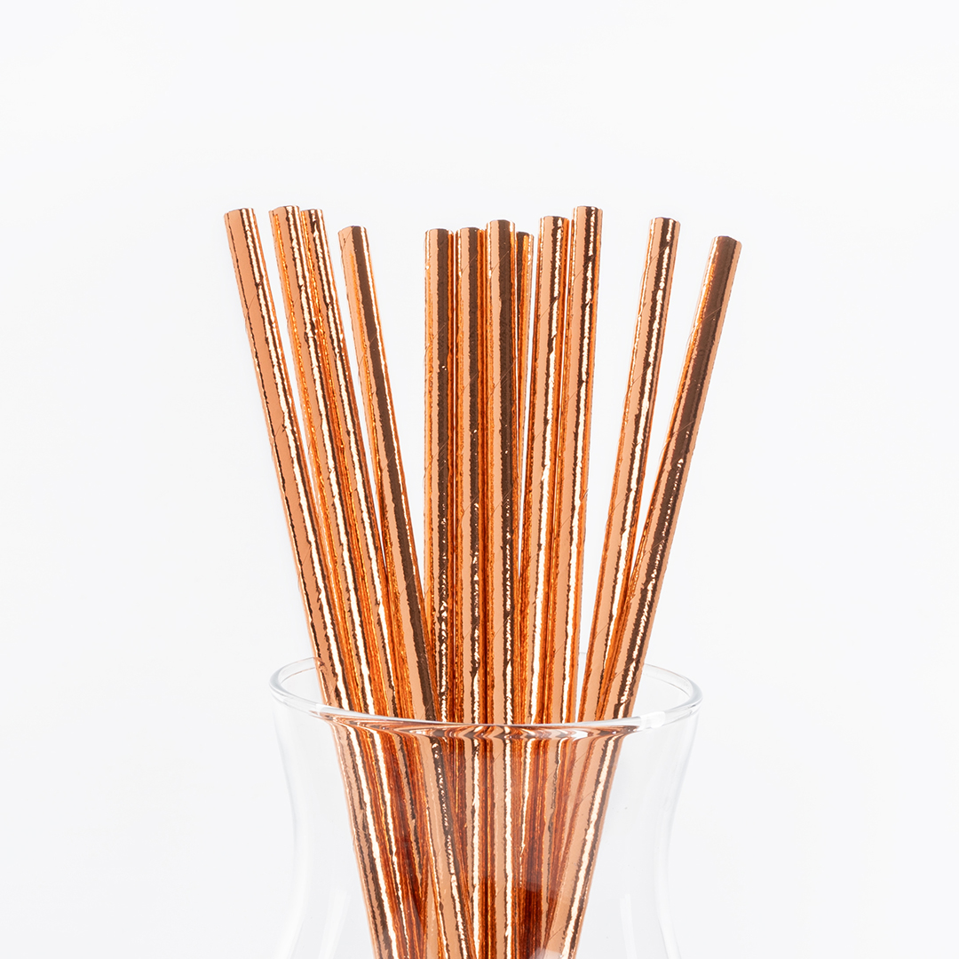 Трубочки для коктейлей, Розовое Золото, Металлик, 12 шт. в упак. 