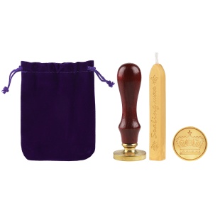 Набор штамп и сургуч в мешочке Корона, 3 см. Коричневый/Фиолетовый/Золото, 1 шт.