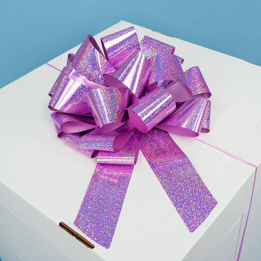 Бант Шар, Розовый, Голография, 36 см, 1 шт. в упак. 