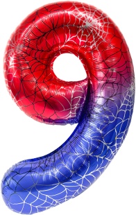 Шар (40''/102 см) Цифра, 9 Героическая тема, Красный/Синий, 1 шт. в уп.
