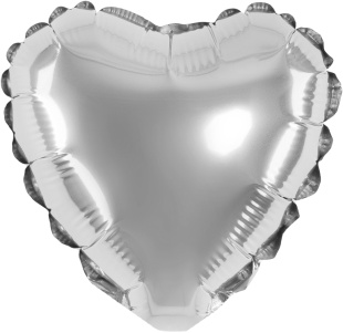 Шар с клапаном (5''/13 см) Микро-сердце, Серебро, Металлик, 1 шт.