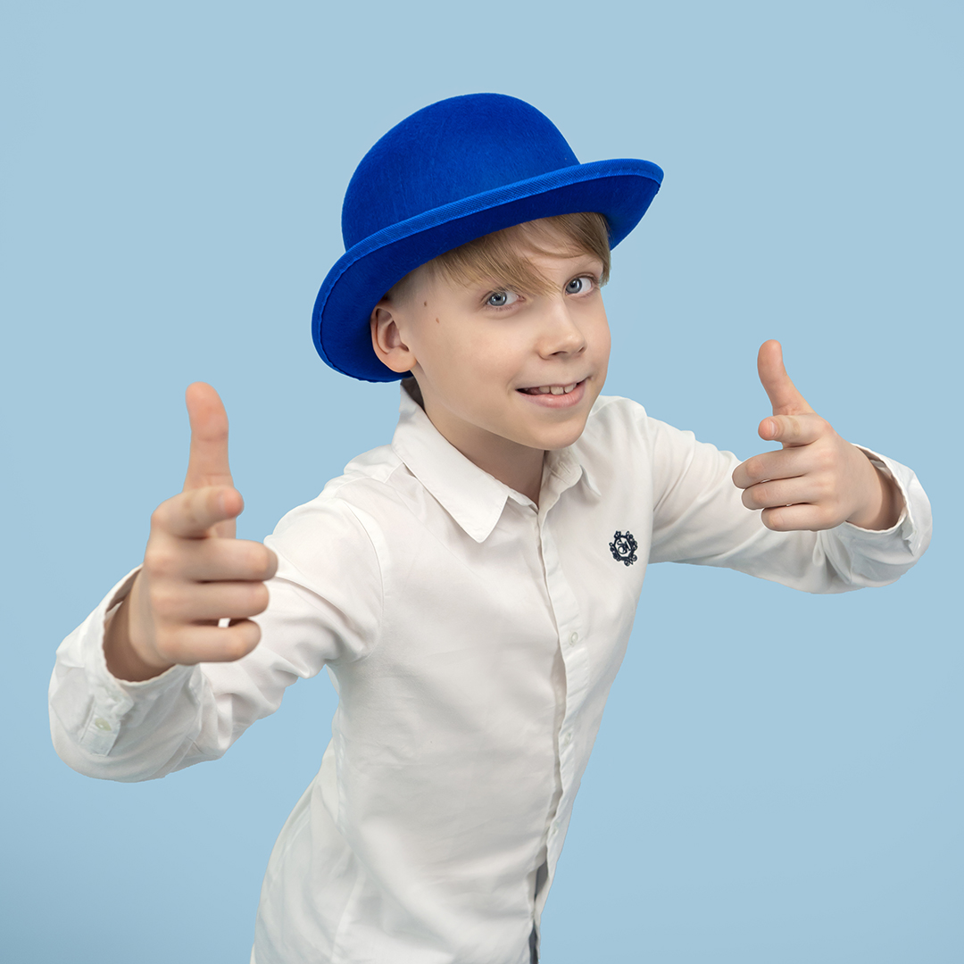 Шляпа Котелок, фетр, Синий, 56-58 разм., 1 шт. 