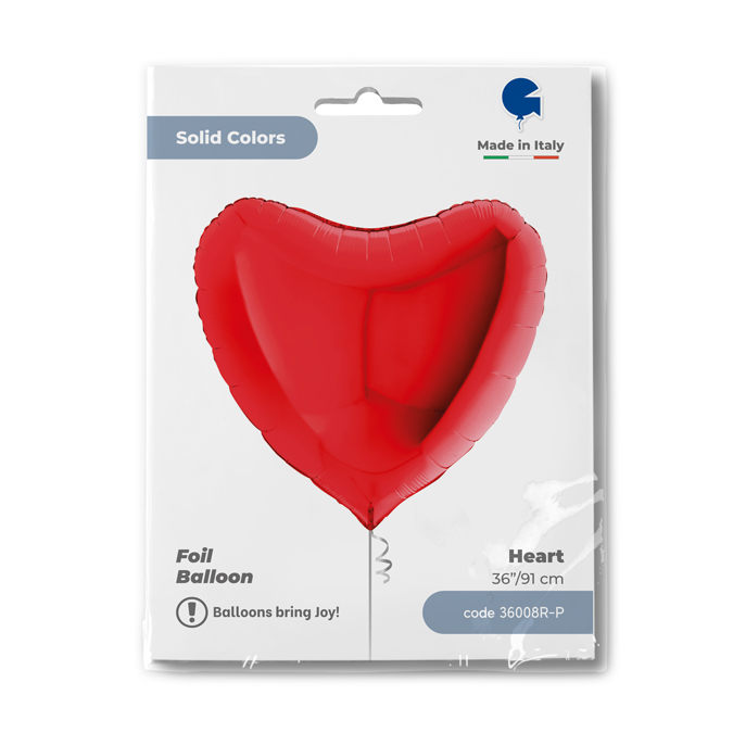 Шар (36''/91 см) Сердце, Красный, 1 шт. в уп.