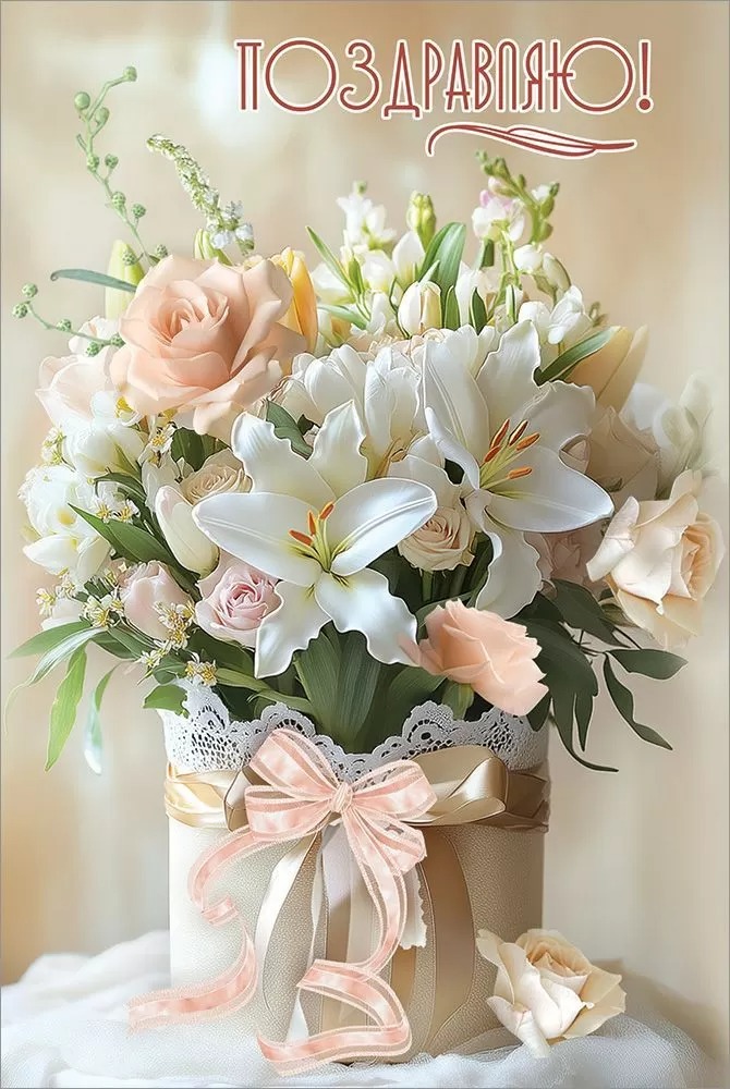 Открытка, Поздравляю! (роскошные цветы), 12,2*18,2 см, 10 шт.