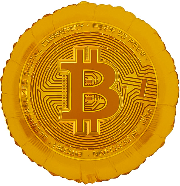 Шар (18''/46 см) Круг, Биткоин, Золото, 1 шт.