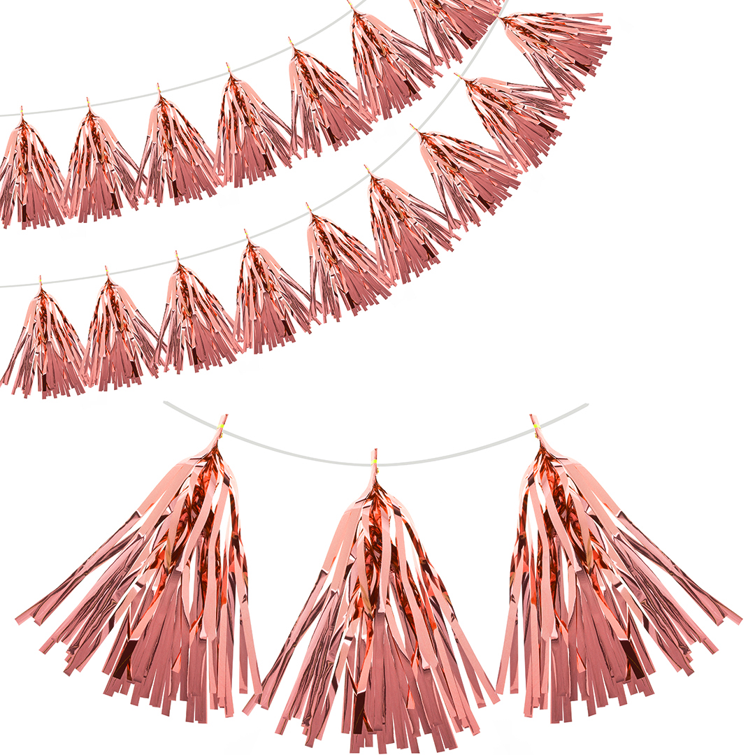 Гирлянда Тассел, Розовый, Металлик, 35*12 см, 12 листов.