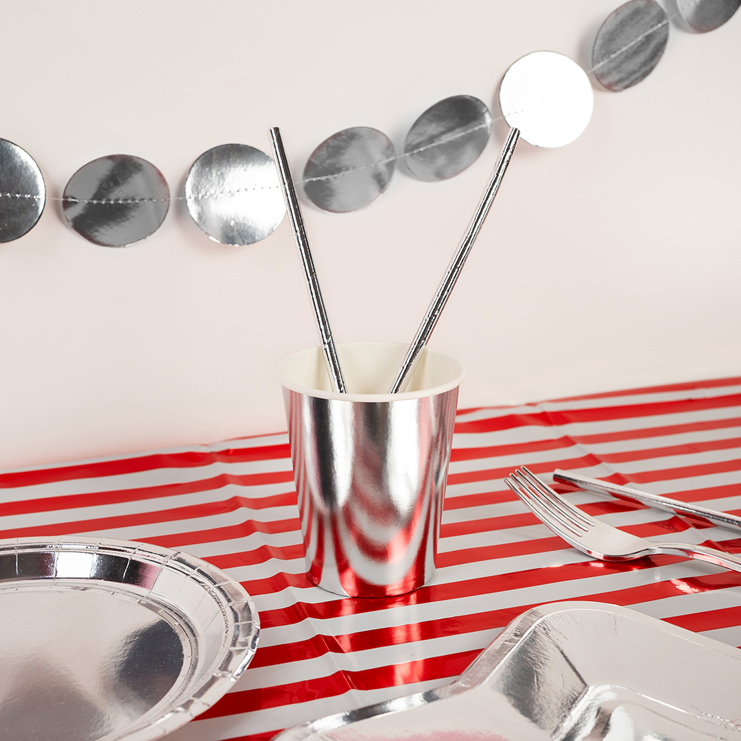 Стаканы (250 мл) Серебро, Металлик, 6 шт.