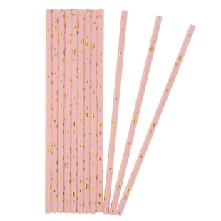 Трубочки для коктейлей, Звезды Микс, Розовый/Золото, Металлик, 12 шт. в упак. 