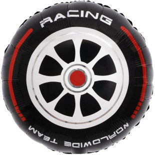 Шар (18''/46 см) Круг, Гоночное колесо, Черный/Красный, 1 шт. в уп.
