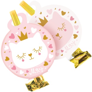 Карнавальные язычки гудки, Котенок Принцесса, 11 см, 6 шт. в упак. 