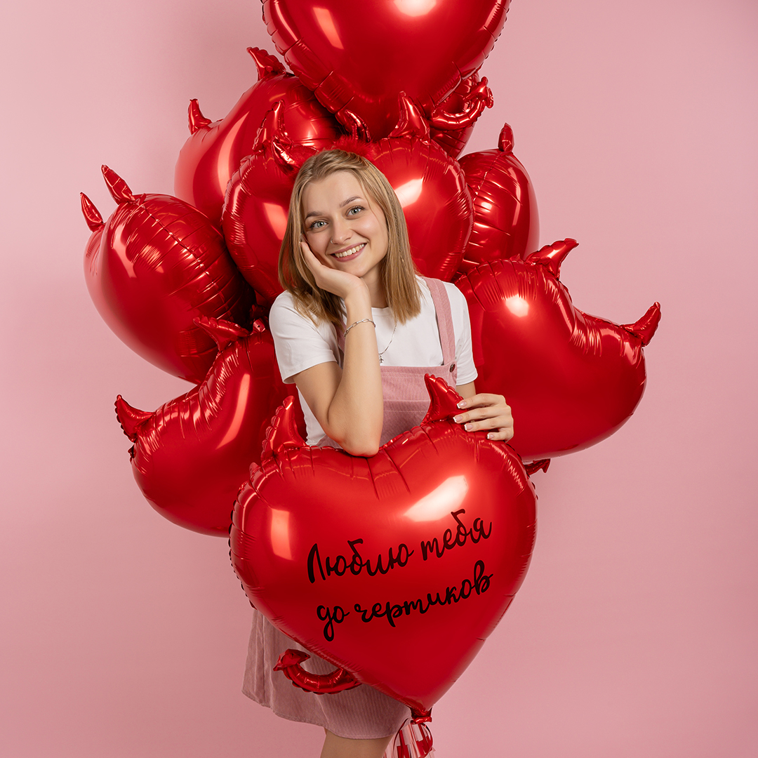 Шар (30''/76 см) Сердце, Чертенок, Красный, 1 шт. в уп.