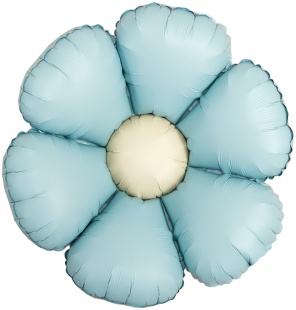 Шар (24''/61 см) Цветок, Ромашка (надув воздухом), Голубой, Сатин, 1 шт. в уп. (цв.этик.)