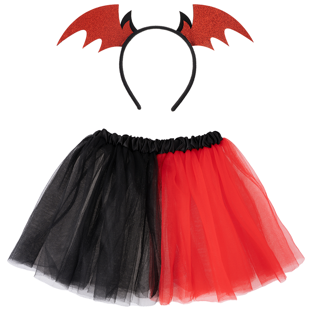 Набор (ободок и юбочка), Чертенок, Красный/Черный, 1 шт. 