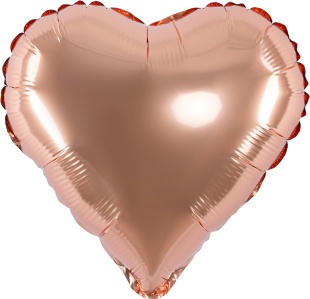 Шар с клапаном (10''/25 см) Мини-сердце, Розовое Золото, Металлик, 1 шт.