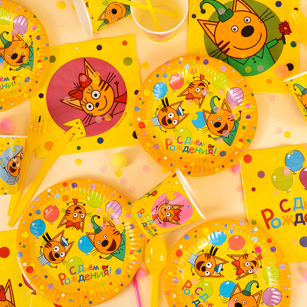 Сервировочные салфетки, Три Кота, Яркий праздник, 33*33 см, 20 шт.