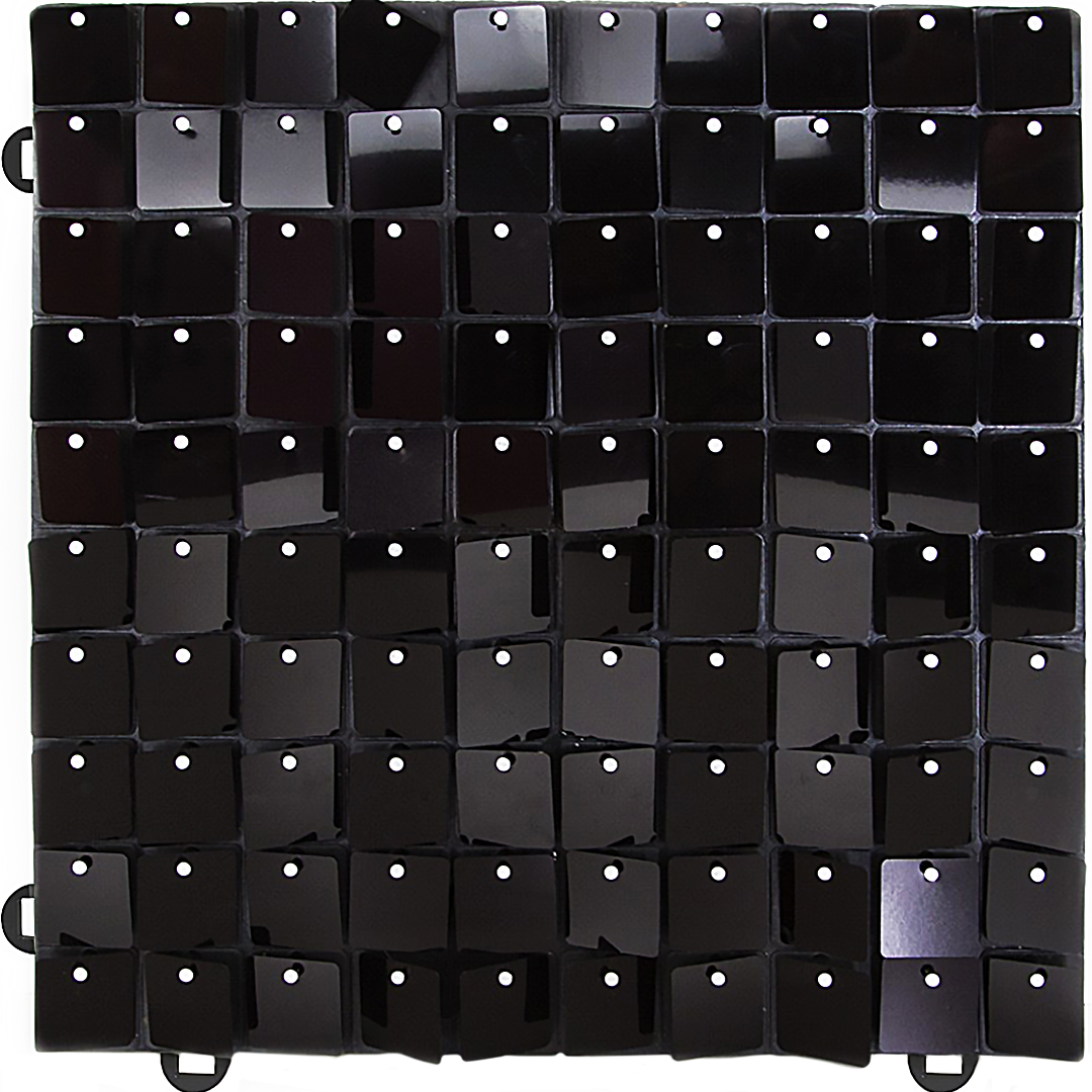 Декоративная панель Пайетки, 30*30 см. Черный, Металлик, 1 шт.