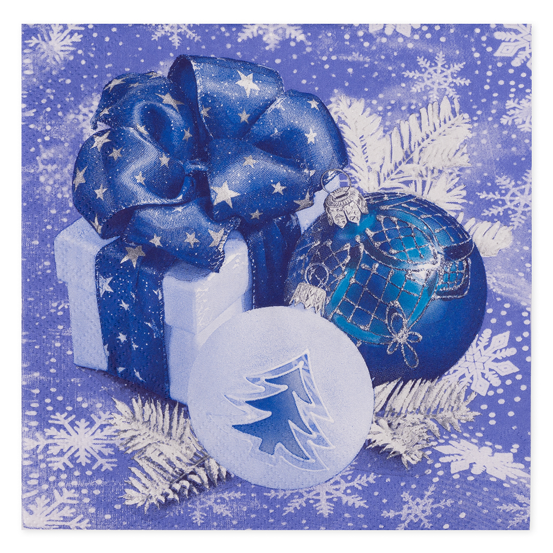 Сервировочные салфетки, Новогодняя композиция, Синий, 33*33 см, 20 шт.