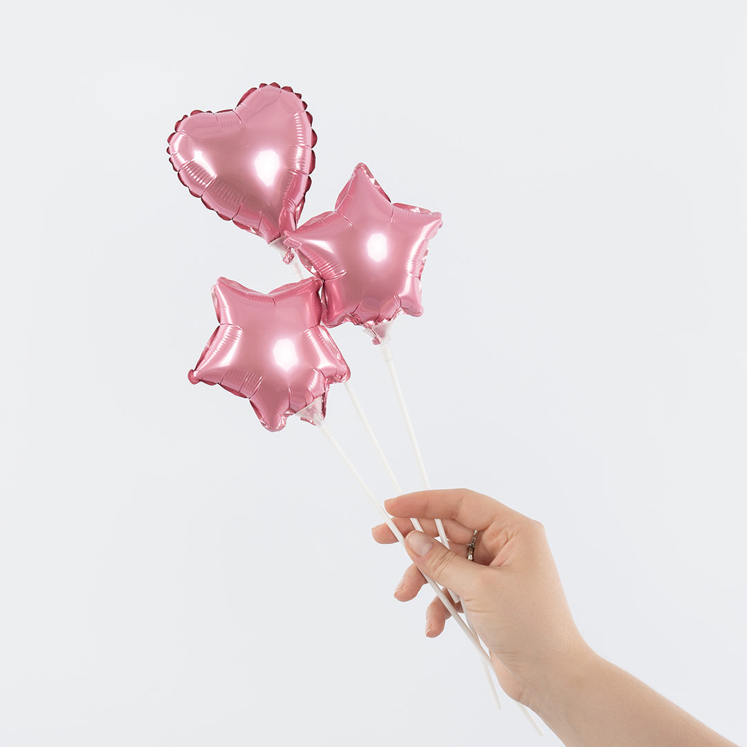 Шар с клапаном (5''/13 см) Микро-сердце, Розовый, 1 шт.