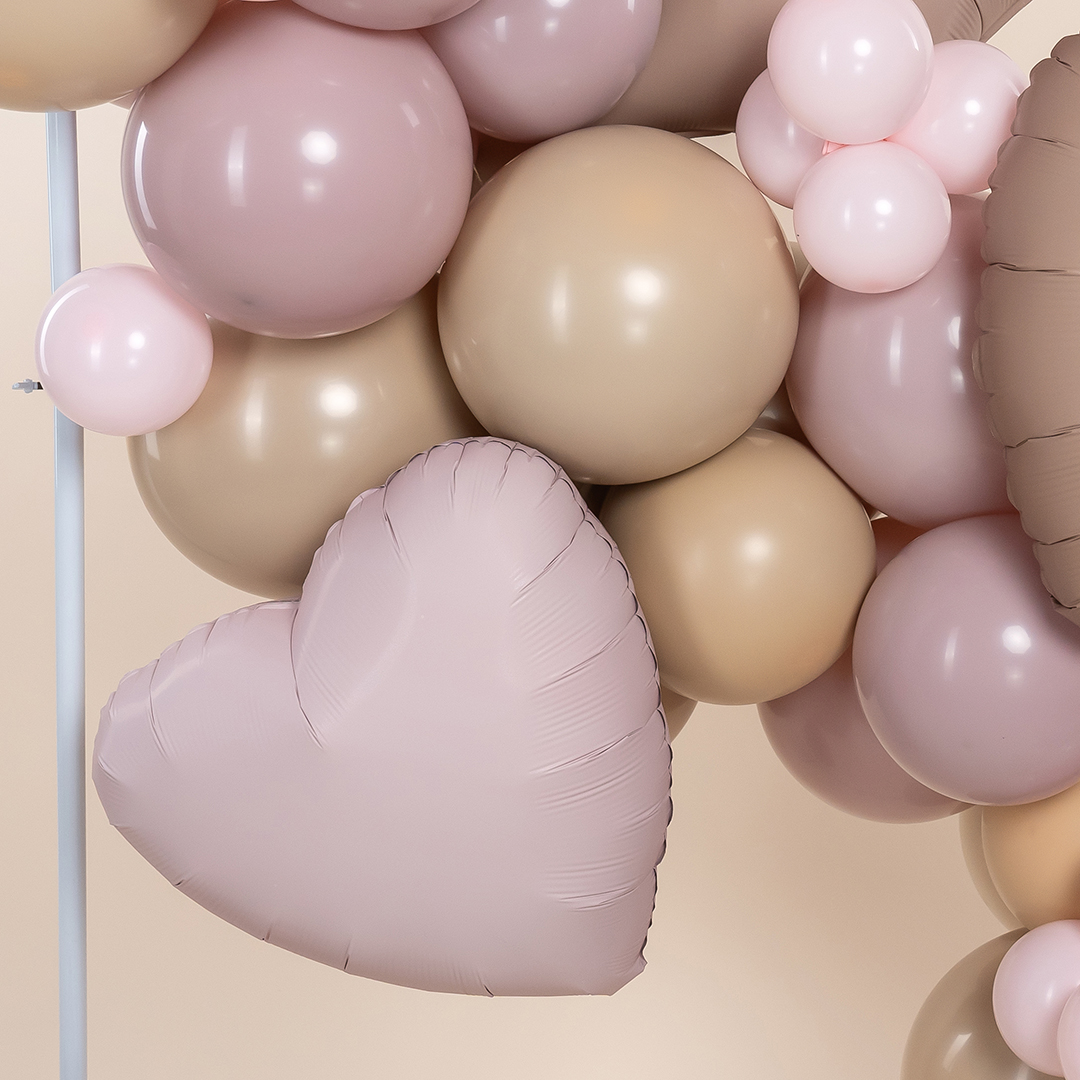 Шар (18''/46 см) Сердце, Пыльная роза, Сатин, 1 шт.