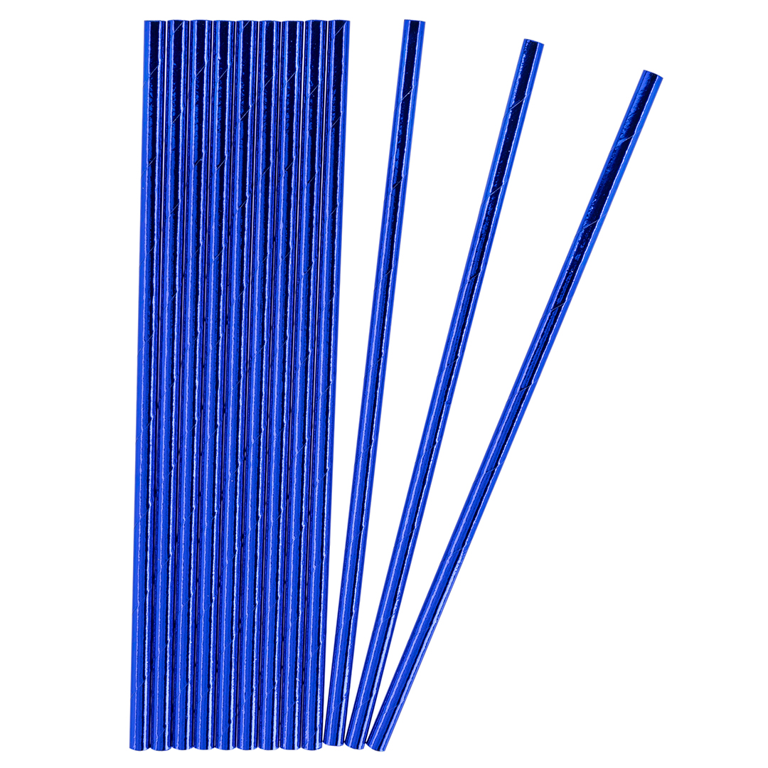 Трубочки для коктейлей, Синий, Металлик, 12 шт. в упак. 