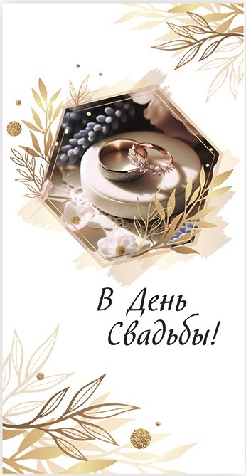 Конверты для денег, В День Свадьбы (кольца), 10 шт.