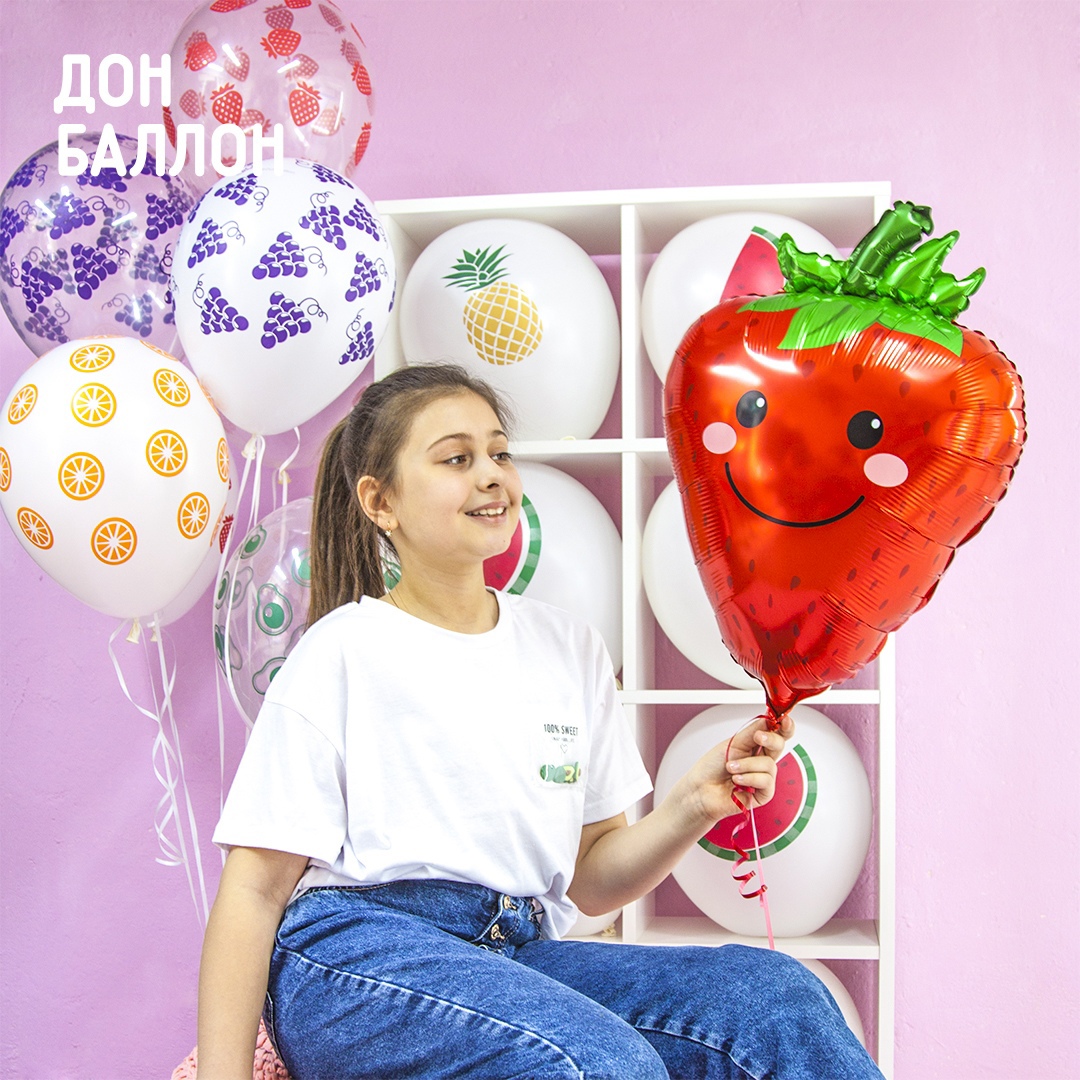 Шар (28''/71 см) Фигура, Клубника, 1 шт.