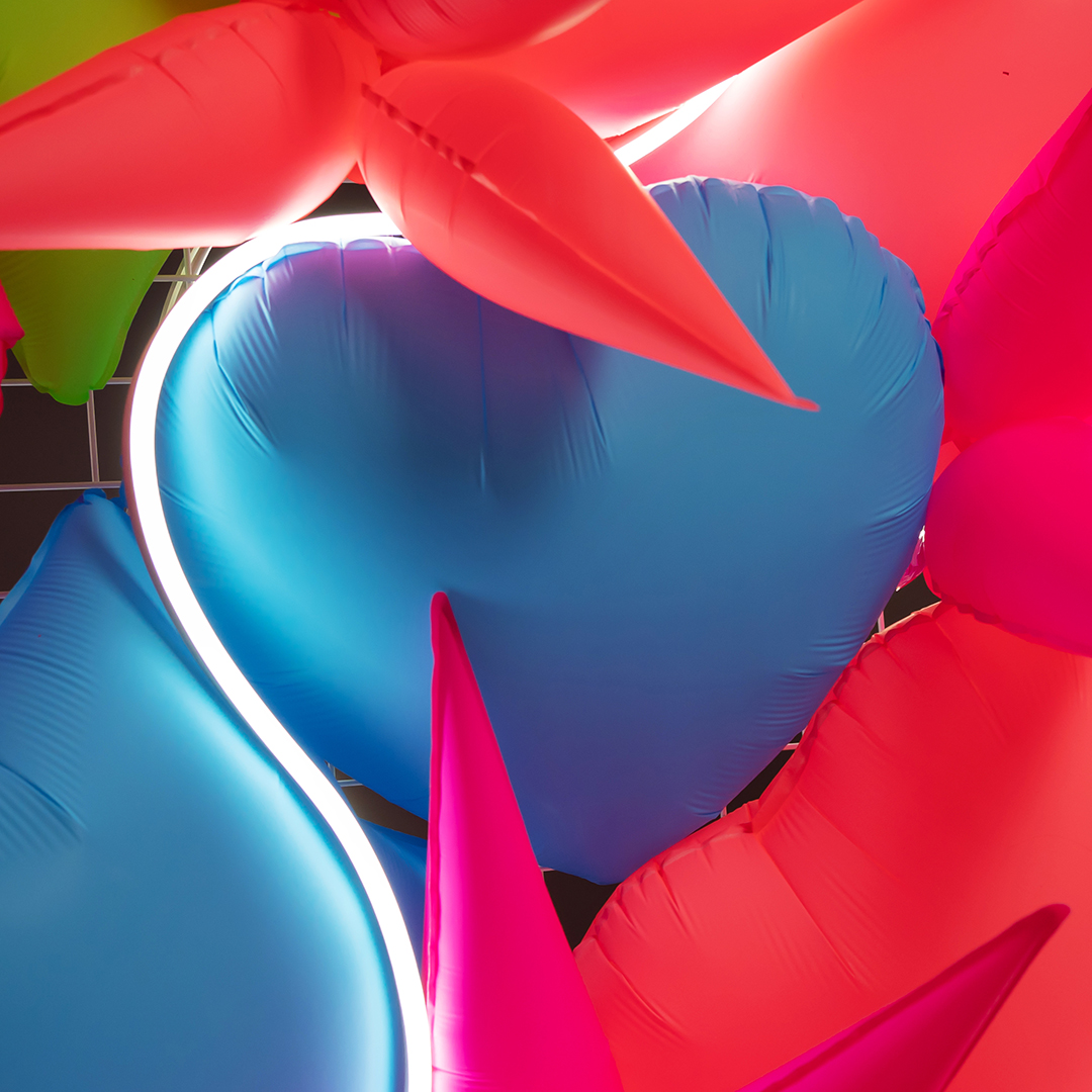 Шар (18''/46 см) Сердце, Синий, Неон, 1 шт.