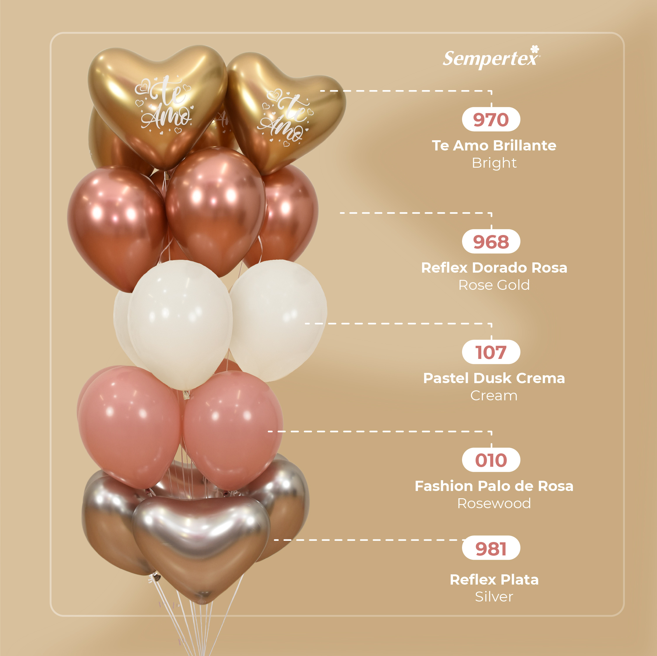 Шар (12''/30 см), Розовое дерево (010), пастель, 12 шт.