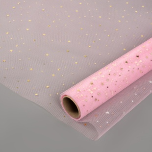 Фатин в рулоне (0,48*4,57 м) Звездное сияние, Розовый, Металлик, 1 шт.