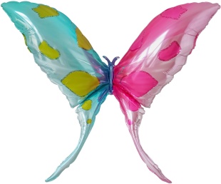 Шар (45''/114 см) Фигура, Бабочка, Голубой/Розовый, 1 шт.