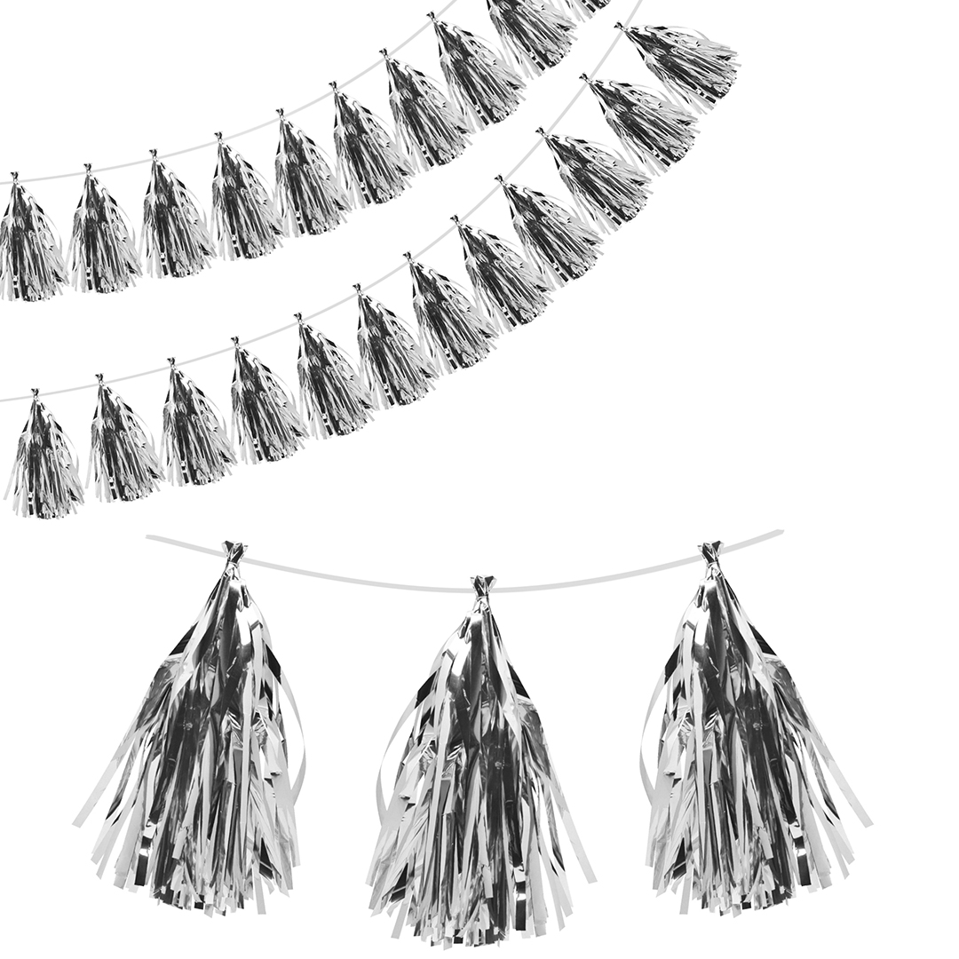 Гирлянда Тассел, Серебро, Металлик, 35*12 см, 12 листов.