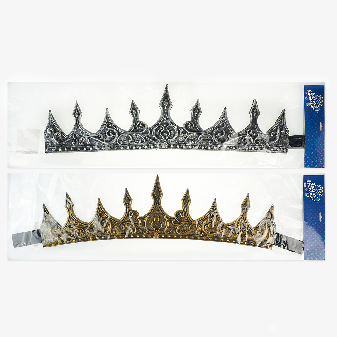 Корона пластиковая, Готика, Серебро, 1 шт. 