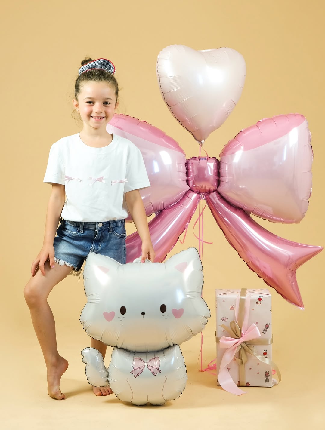 Шар (41''/104 см) Фигура, Бант, Розовый, 1 шт. в уп.