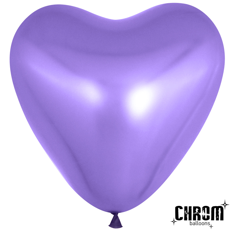 Шар (10''/25 см) Сердце, Фиолетовый, хром, 50 шт.