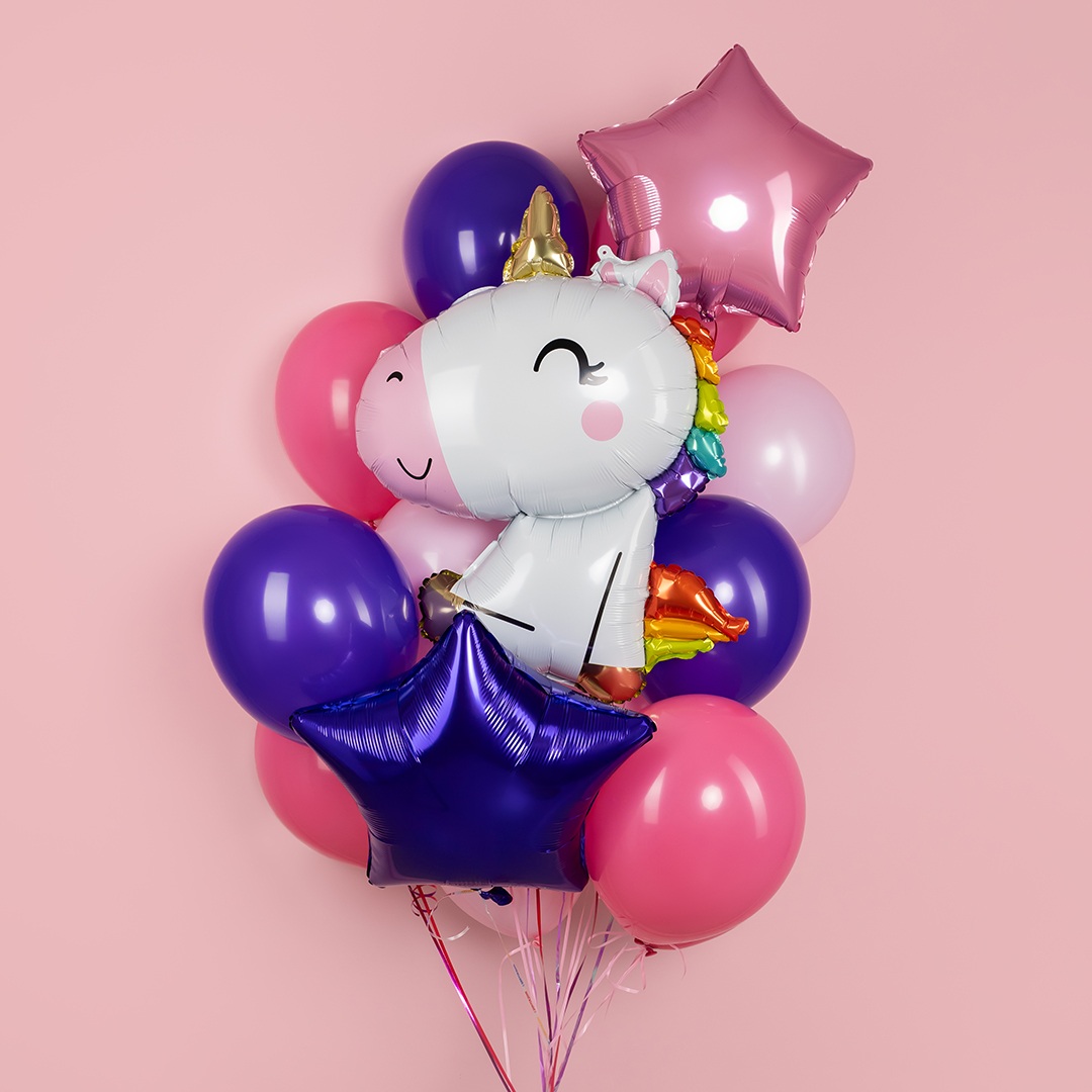 Шар (35''/89 см) Фигура, Милый единорог, 1 шт.