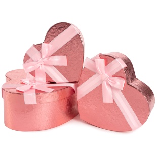 Набор коробок Сердце, Фактурный узор, с бантом, Розовый, 22*20*9 см, 3 шт. в упак. 