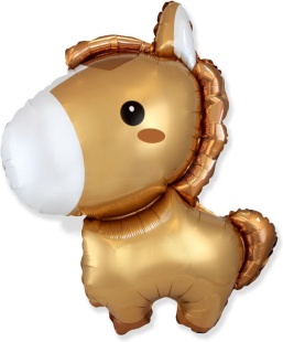 Шар (14''/36 см) Мини-фигура, Маленькая лошадка, Коричневый, 1 шт.