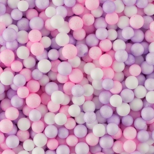 Шарики пенопласт, Цветной микс, Розовый/Сиреневый, Макарунс, 6-8 мм, 10 гр.