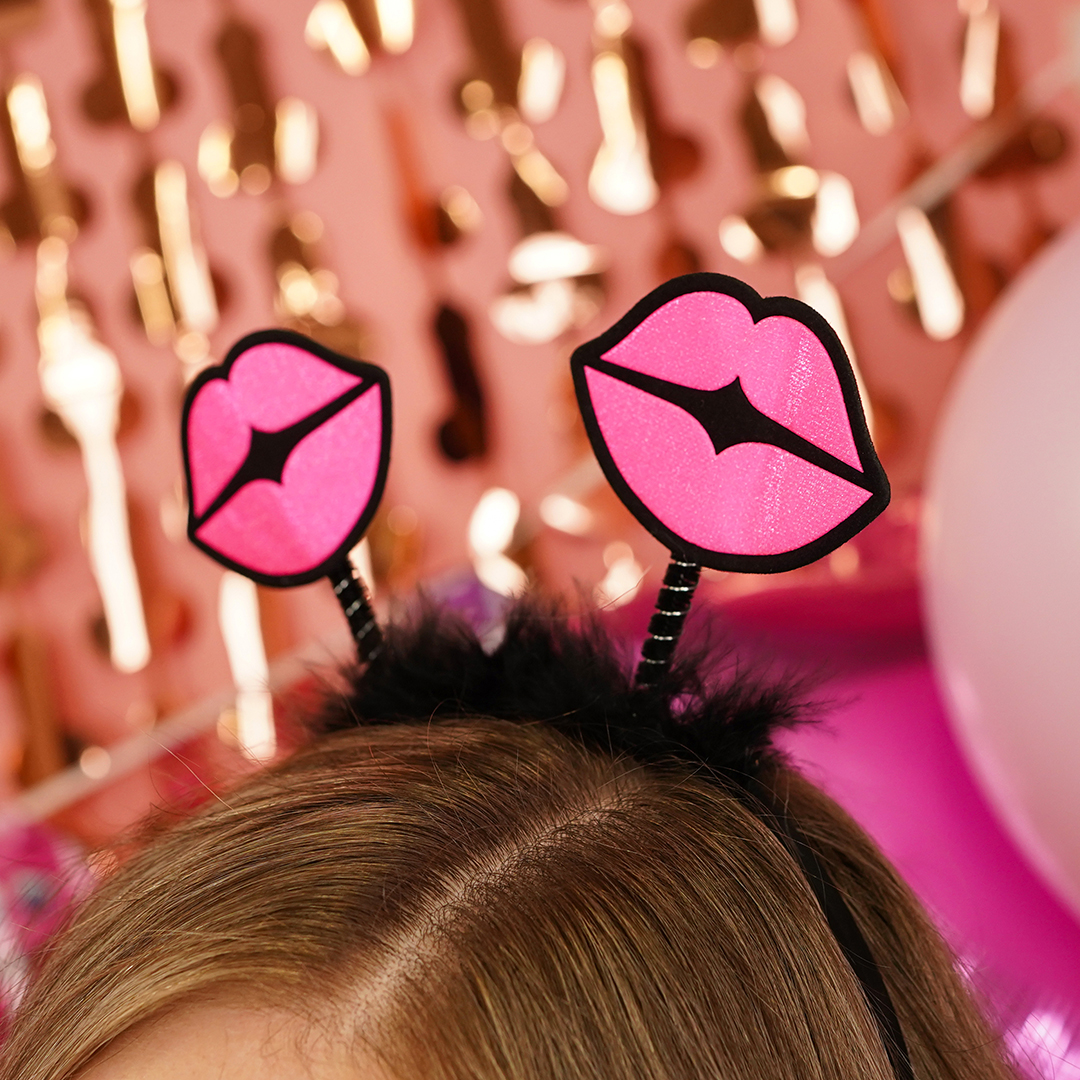 Ободок на Девичник, Губки, Розовый, 1 шт. 