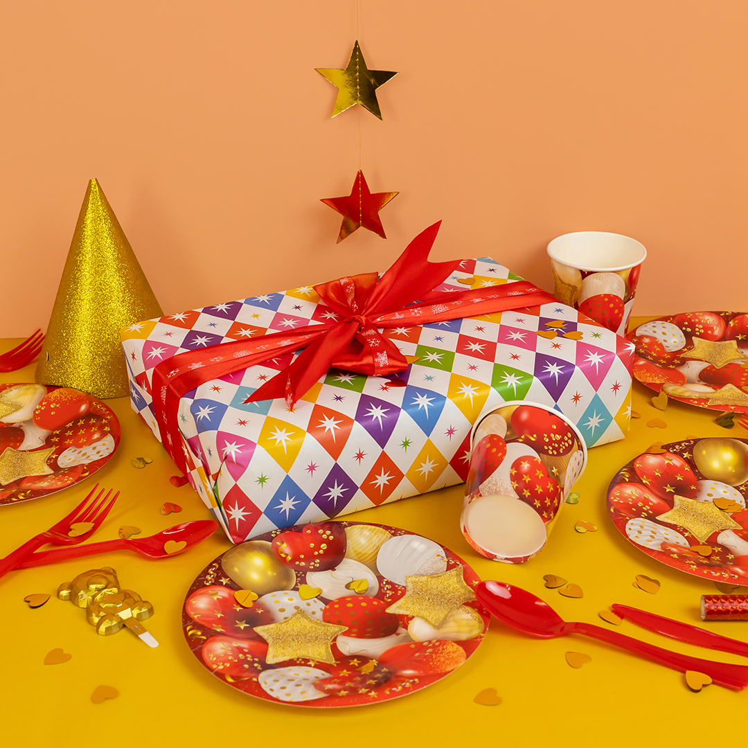 Упаковочная бумага 80гр (0,7*1 м) Яркие ромбы, 10 шт.